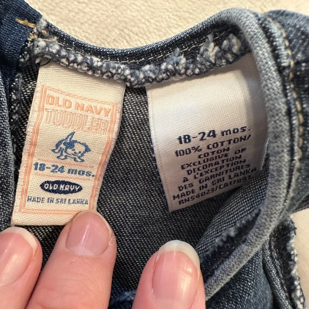 Old Navy Toddler Girl Denim Dress 18-24 Months Pinafore Buckle‎ Pleated
